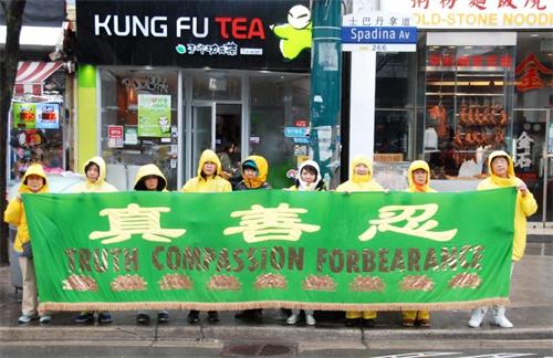 '图4~8:多伦多纪念“四·二五”20周年,4月20日下午真相长城震撼唐人街。'