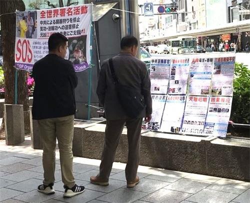 '图2:真相展板吸引大陆游客驻足观看'