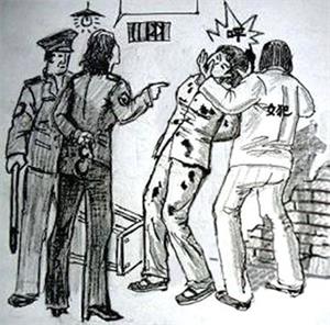 '酷刑示意图:撞头'