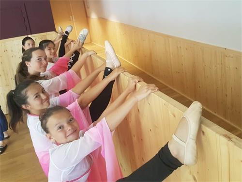 '图2:女生们在做中国古典舞的基本功训练'