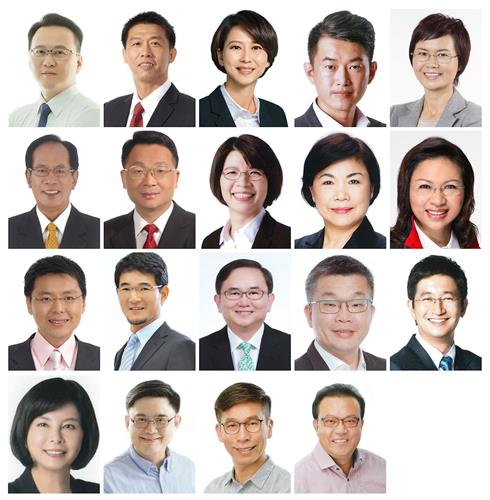 '图2:参与跨国联合声明的十九位跨党派立法委员(按姓氏笔画排列),第一排从左至右:台中市庄竞程、高雄市许智杰、台南市陈亭妃、台中市陈柏惟、彰化县陈素月;第二排从左至右:苗栗县陈超明、宜兰县陈欧珀、彰化县黄秀芳、台中市杨琼璎、不分区廖婉汝;第三排从左至右:高雄市赵天麟、云林县刘建国、台东县刘櫂豪、台中市蔡其昌、基隆市蔡适应;第四排从左至右:台南市赖惠员、高雄市赖瑞隆、屏东县钟佳滨、屏东县苏震清'