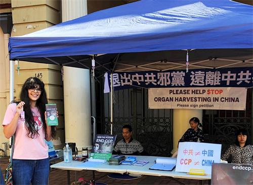 '图6:大学生阿米莉亚·卡梅隆(Amelia Cameron)认为法轮功真、善、忍原则对社会和每个人肯定都有好处。'