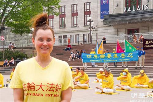'图5:修炼法轮功十五年的玛丽-伊莲娜(Marie-Hélène)说,大法带给她内心的安宁和平静。'