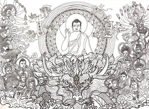 '图1:《师尊乘龙而来》,二零二一年五月一日,参加台湾学员排字庆祝师尊华诞暨世界法轮大法日活动,将天目所见的七彩光晕奇景绘制,以见证大法的超常与神奇。'