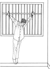 '中共酷刑示意图:吊铐'