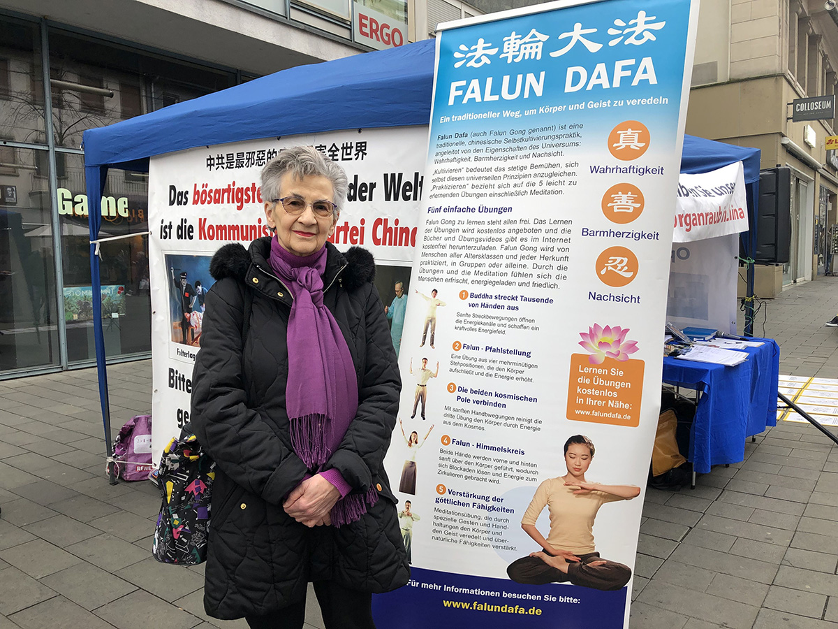 图5:格林女士(Grün)支持法轮功学员反迫害,赞赏真、善、忍美好价值观。