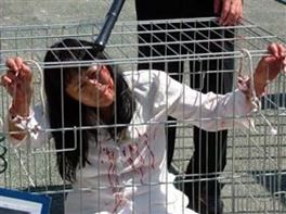 '中共酷刑示意图:蹲“铁笼”'