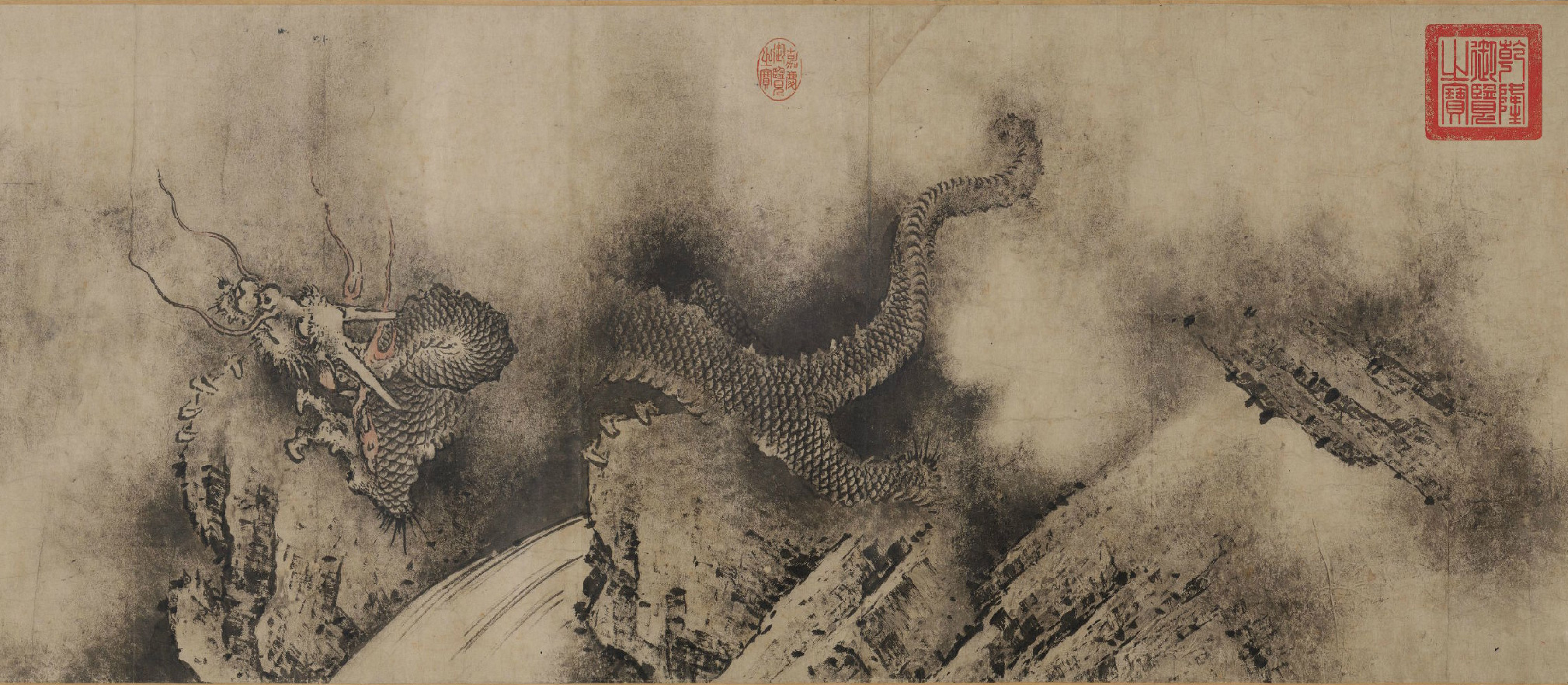 图:九龙图(局部),南宋陈容(1189至1258年后),作于淳祐四年(1244年)