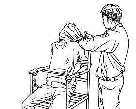 '中共酷刑示意图:人为窒息'