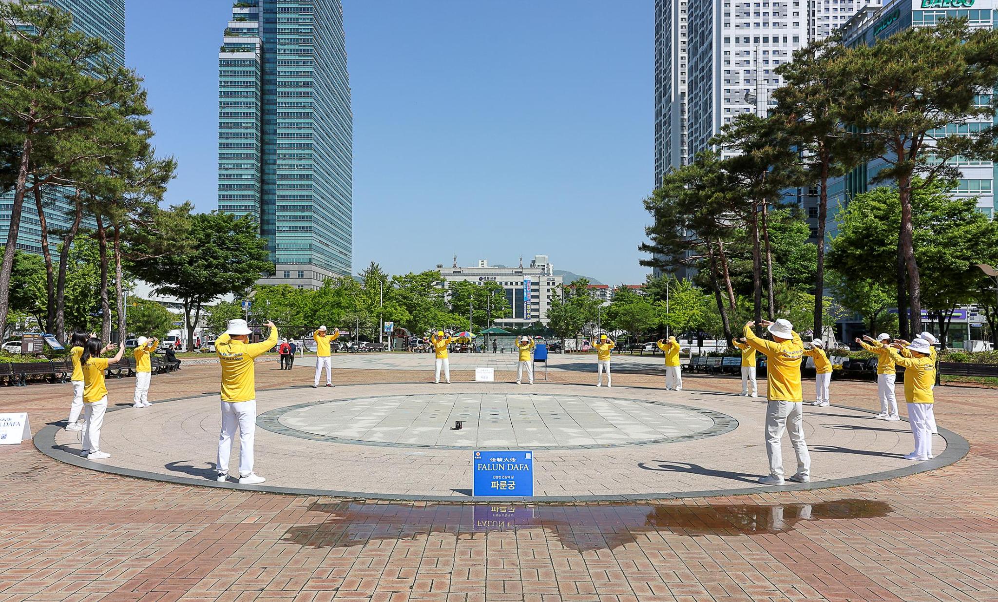 图6:韩国京畿道安养市大法弟子炼功庆祝世界法轮大法日