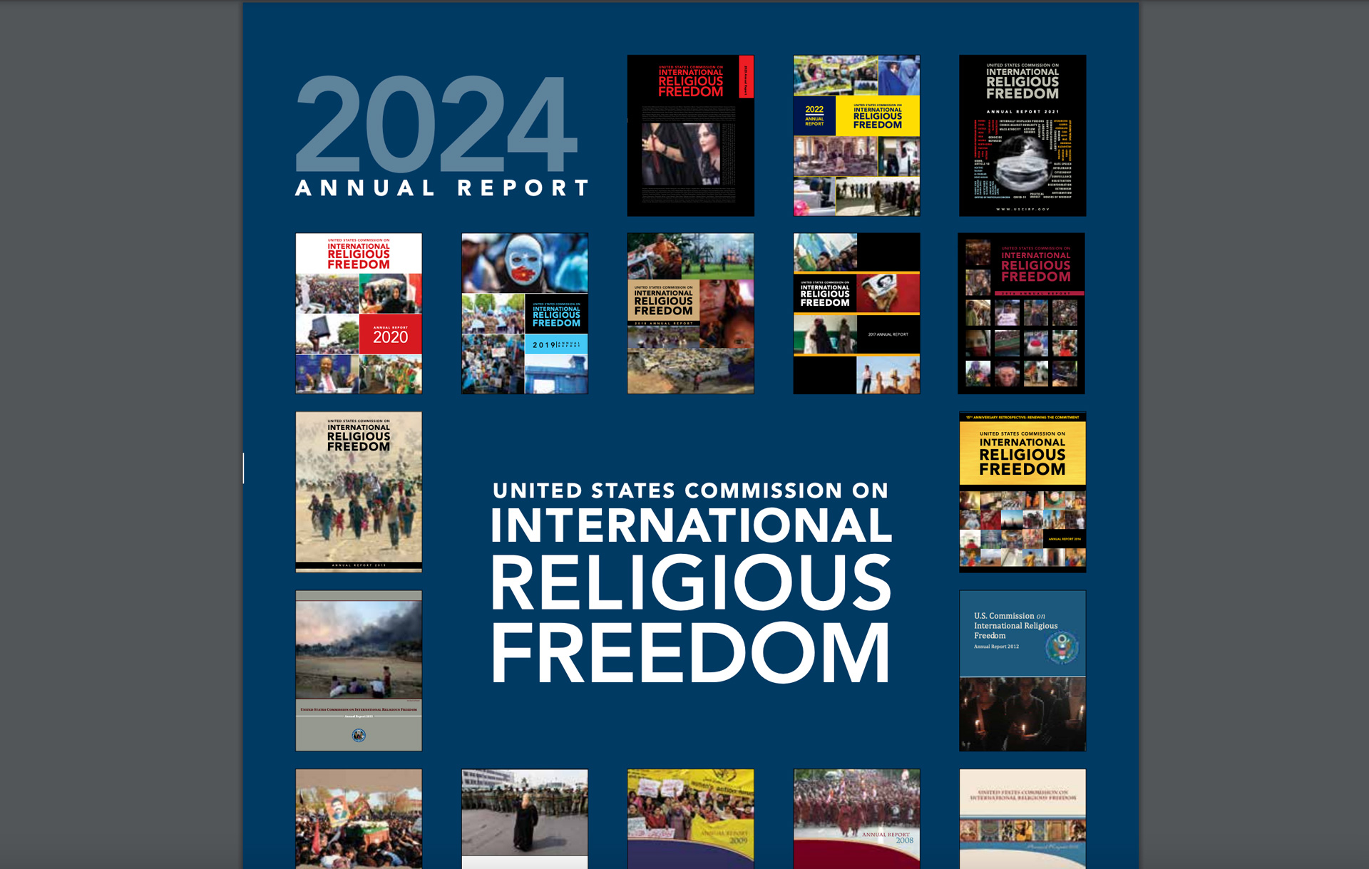 图1:美国国际宗教自由委员会(USCIRF)2024年国际宗教自由年度报告封面截图。(USCIRF)