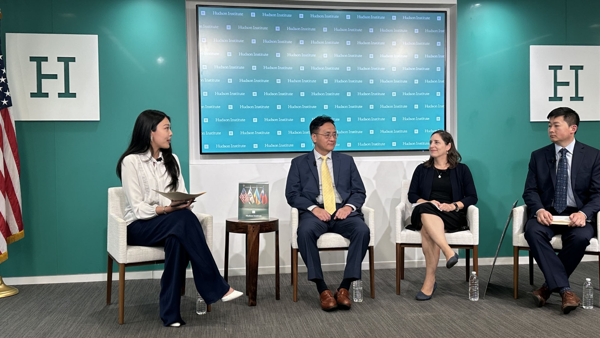 图1:二零二四年七月十七日下午,美国智库哈德逊研究所(Hudson Institute)主办研讨会,邀请多位法轮功学员讲述过去二十五年来,中共在中国国内外迫害法轮功的情况。