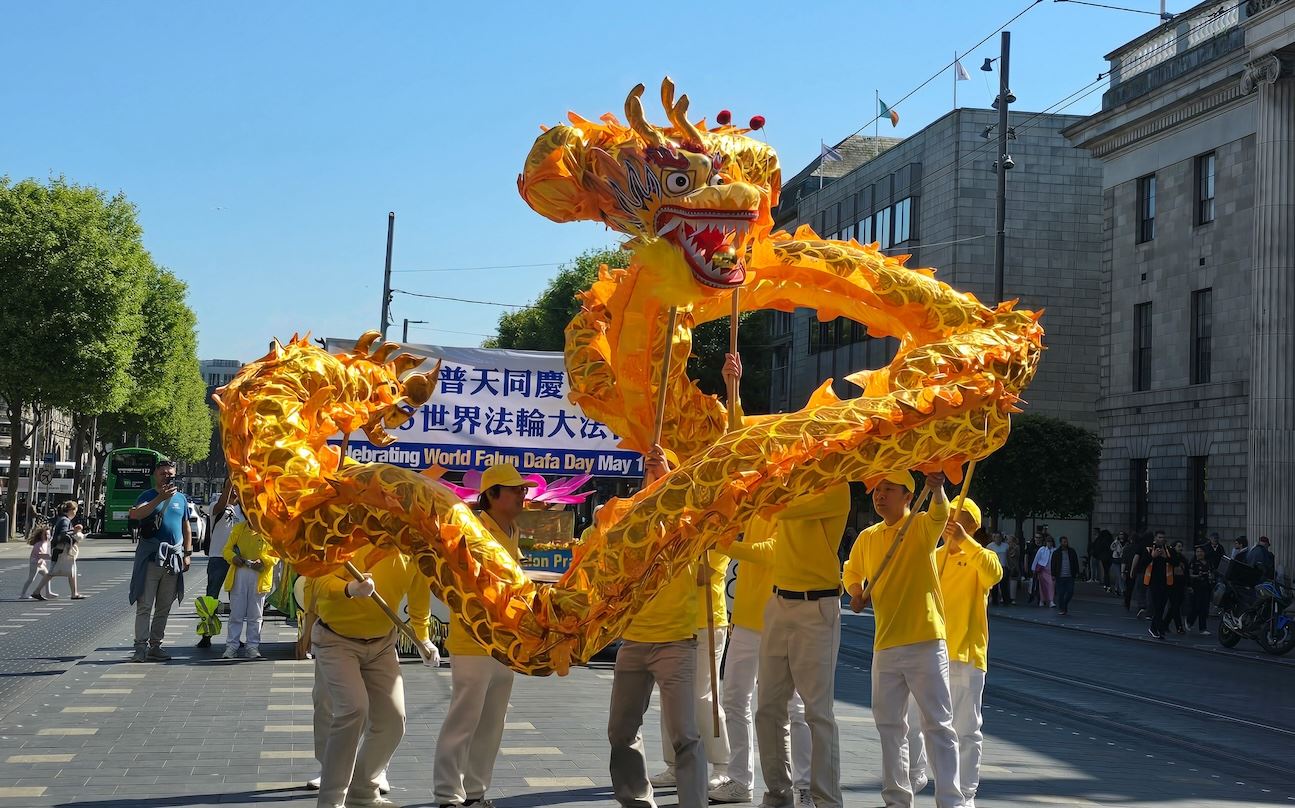 '图2~6:二零二五年五月十日,爱尔兰汇聚在首府都柏林,欢庆法轮大法弘传三十三周年,暨法轮功创始人李洪志先生华诞。'