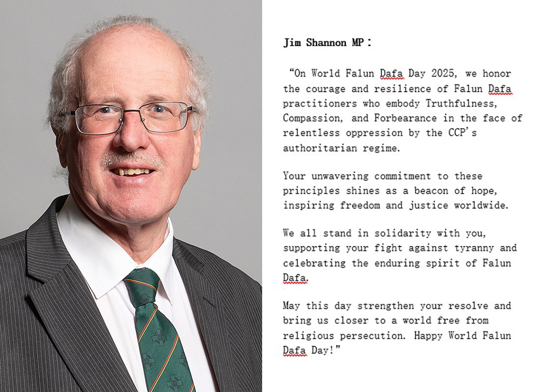 图1:吉姆‧香农议员(Jim Shannon MP)来信